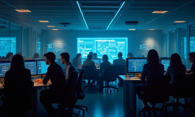 Equipo de fintech trabajando en lanzamiento rápido